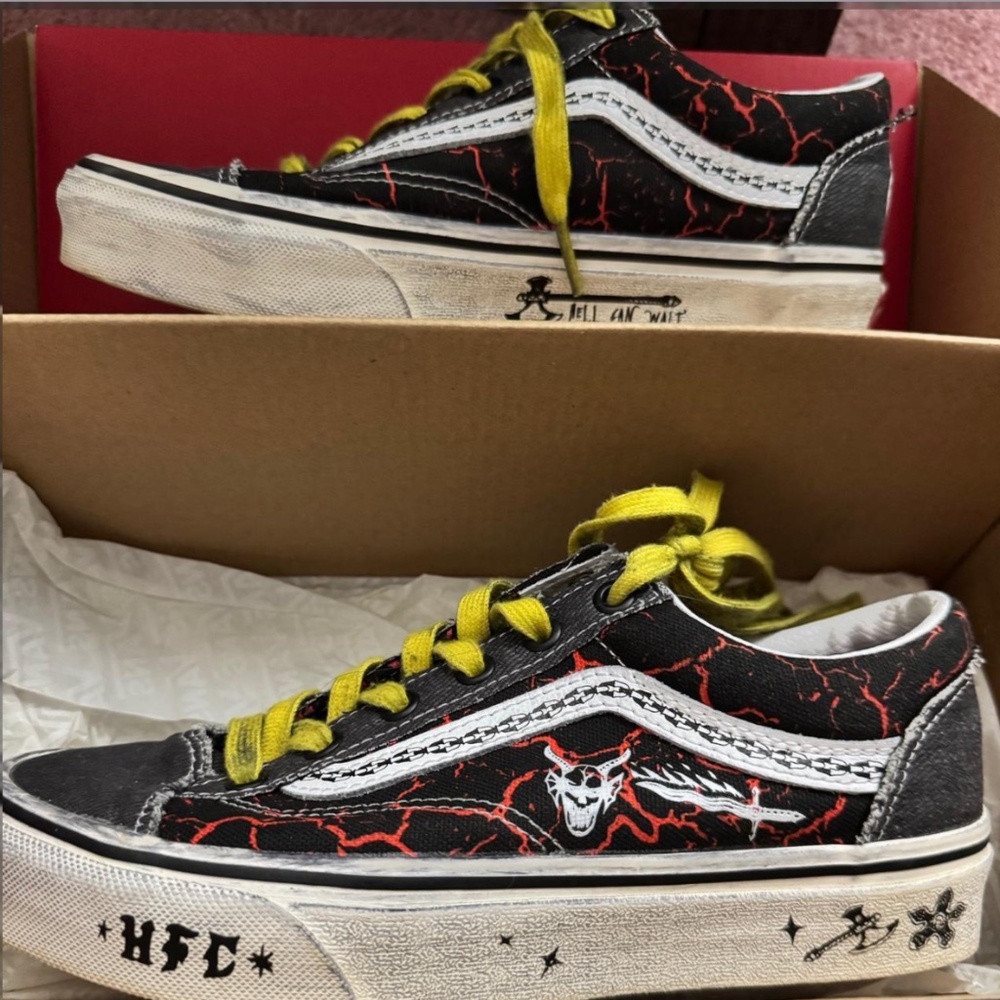 vans off the wall x stranger things collab hellfire club shoes